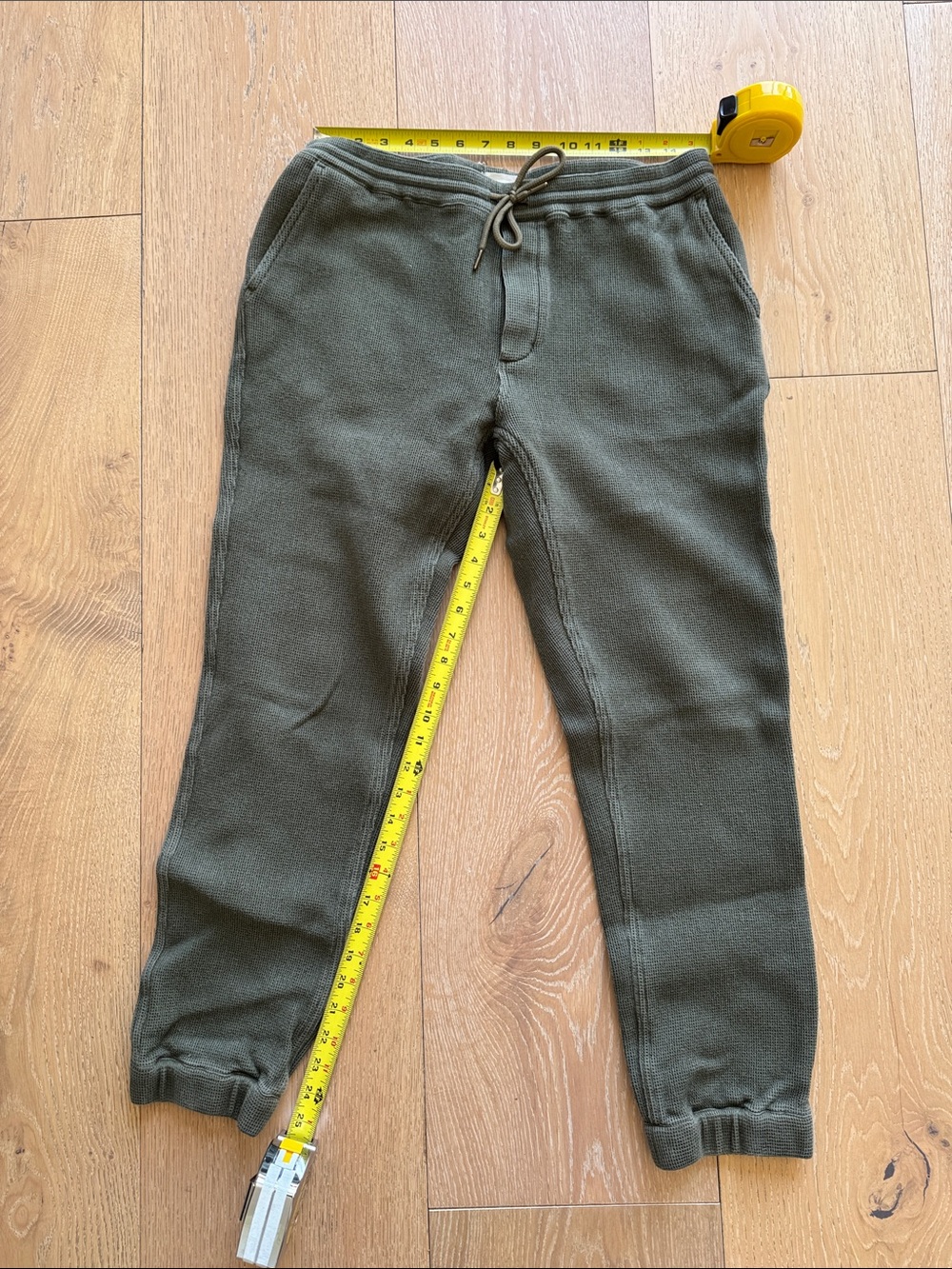 Taylor Stitch Olive Green Fleece Joggers with Drawstring